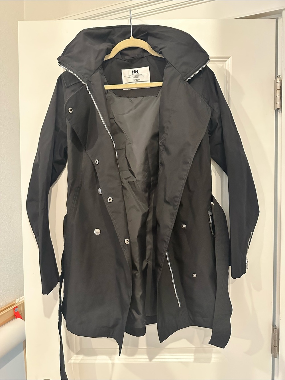 Helly Hansen Black Women's Trench Coat with Zip & Snap Front
